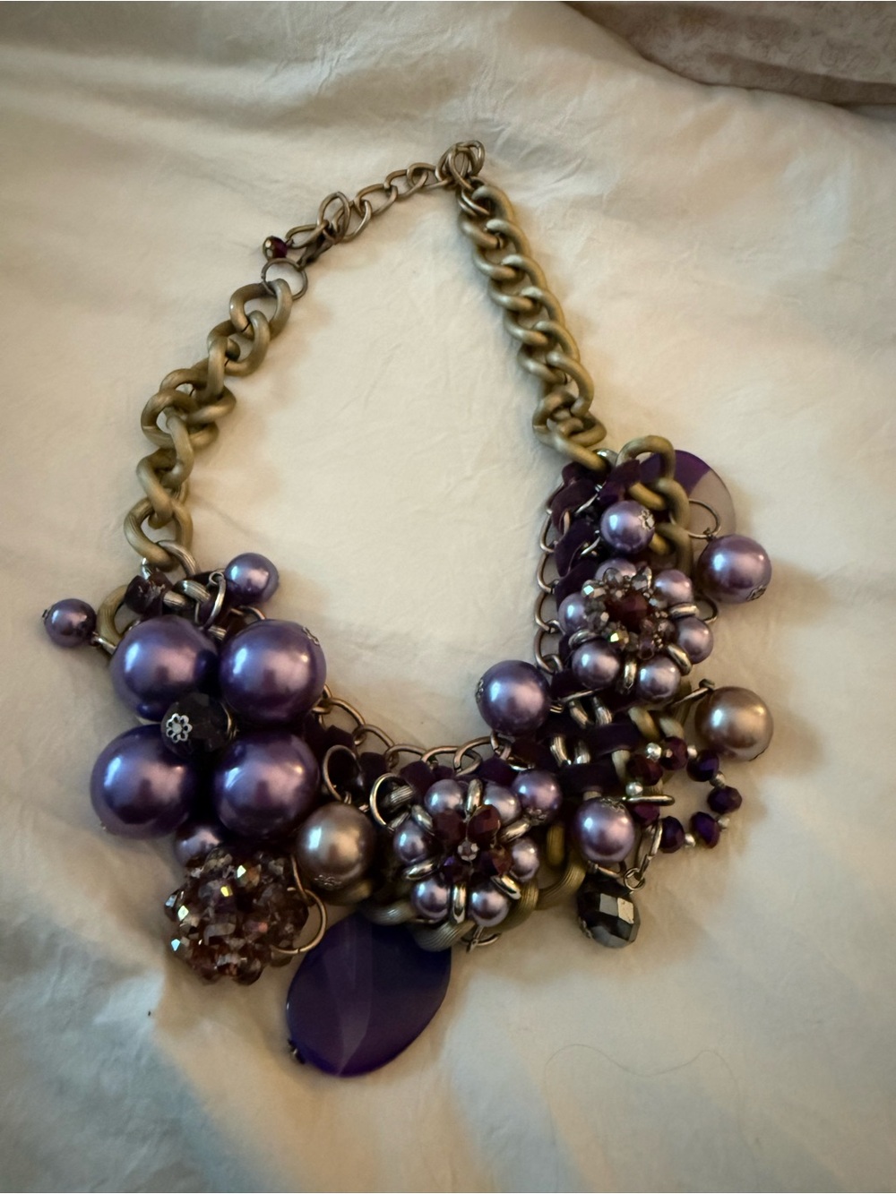 Purple Cluster Statement Necklace - Women Jewelry